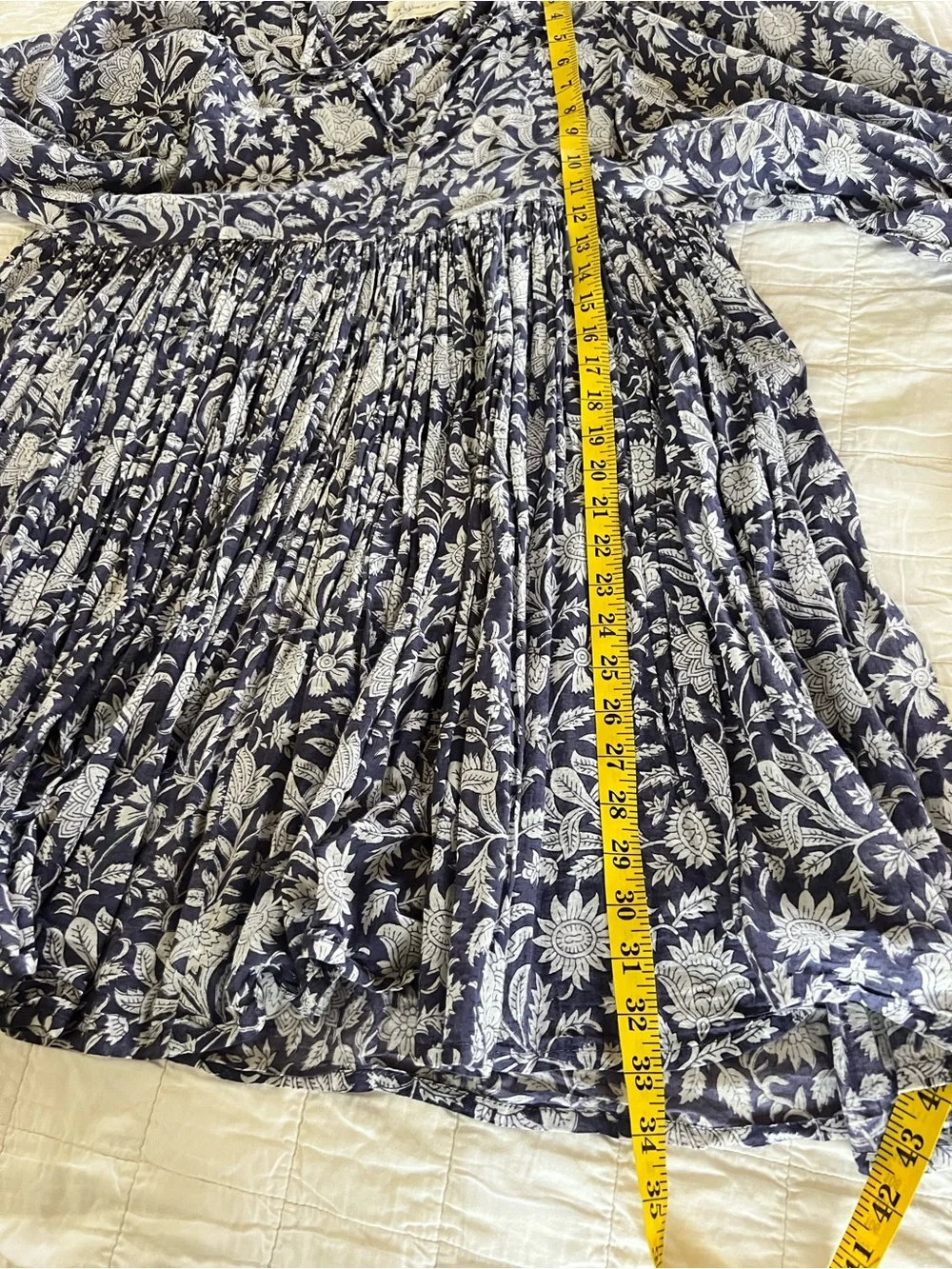 Daughters of India Blue and White Floral Babydoll Dress - Picture 6 of 9